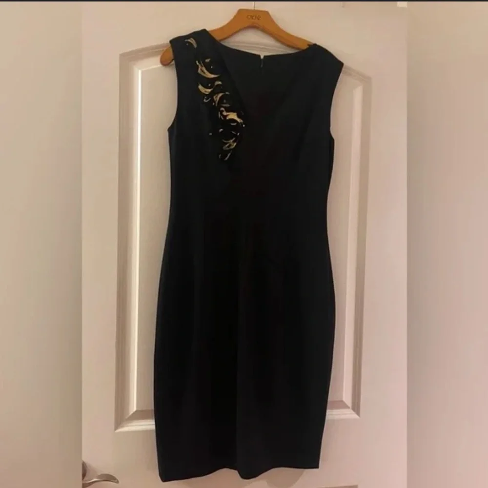 New with tag Cache Luxe Black Gold Bodycon Rayon blend cocktail Dress Size 8 - Picture 2 of 2